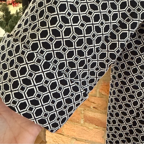 Anne Klein Black and White Geometric Pea Coat - Picture 4 of 15